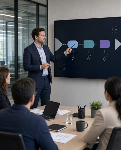 Consultant presenting a technology roadmap